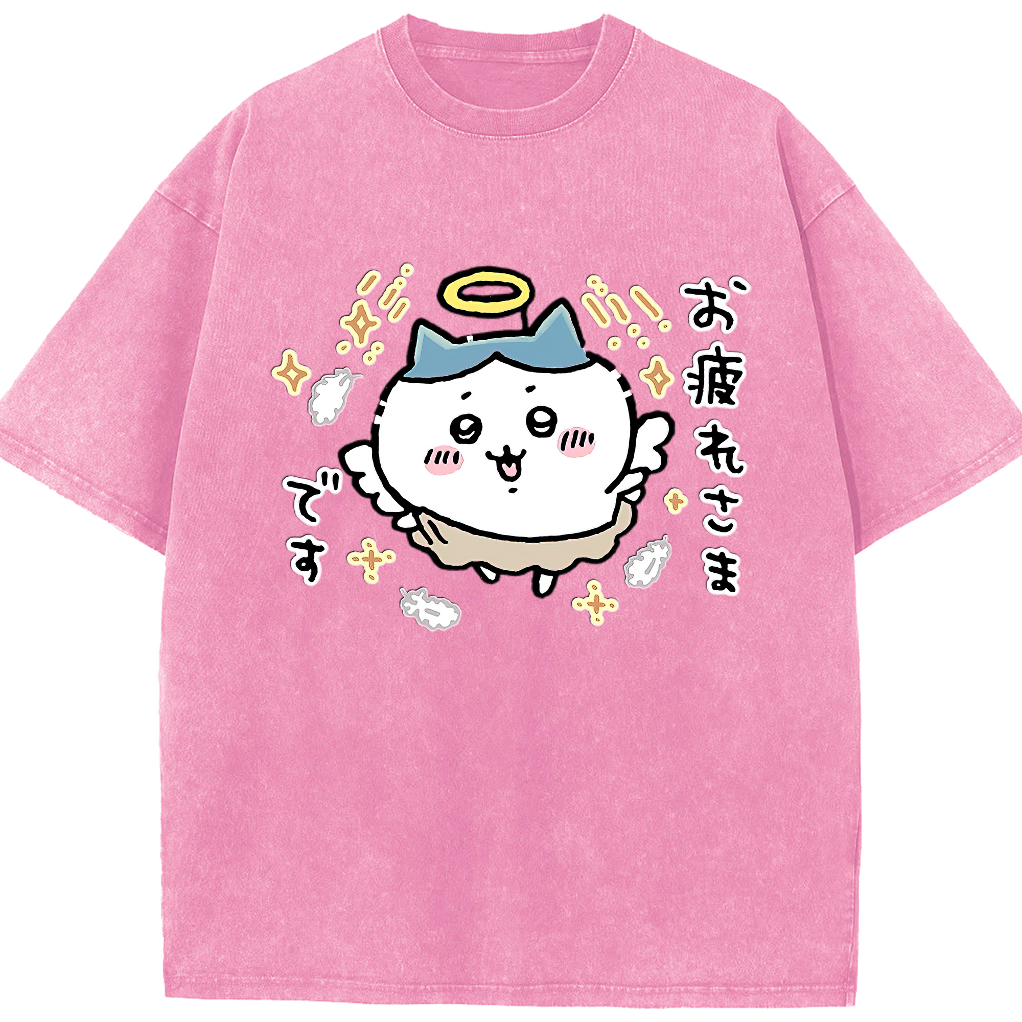 （画像用） ちいかわ ハチワレ Chii-kawa hachiware 綿100% ヴィンテージ風 半袖Tシャツ（フロントプリント）